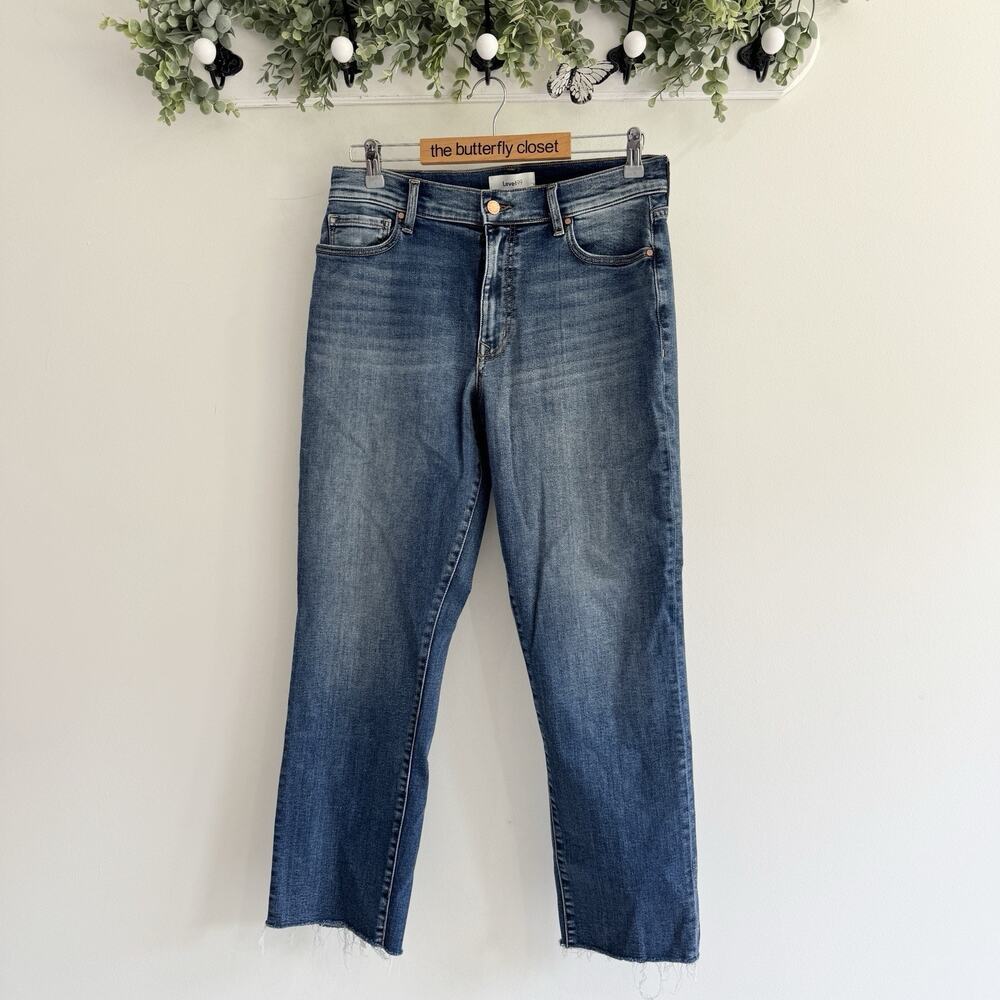 Anthropologie Level 99 Wide Leg Crop Jeans Raw Hem 30 CV